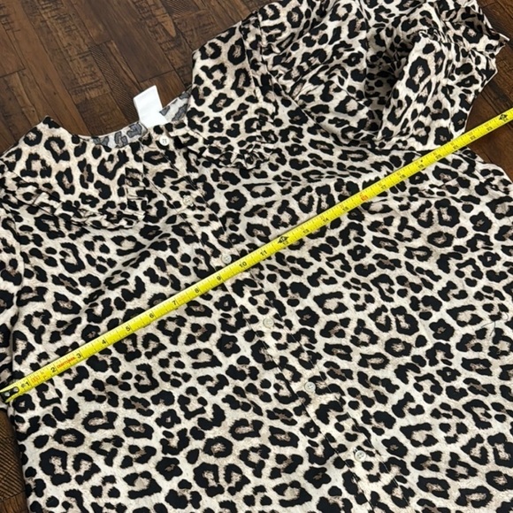 Leopard Print Dress Peter Pan collar lightweight puff sleeves size Large H & M - Picture 8 of 12